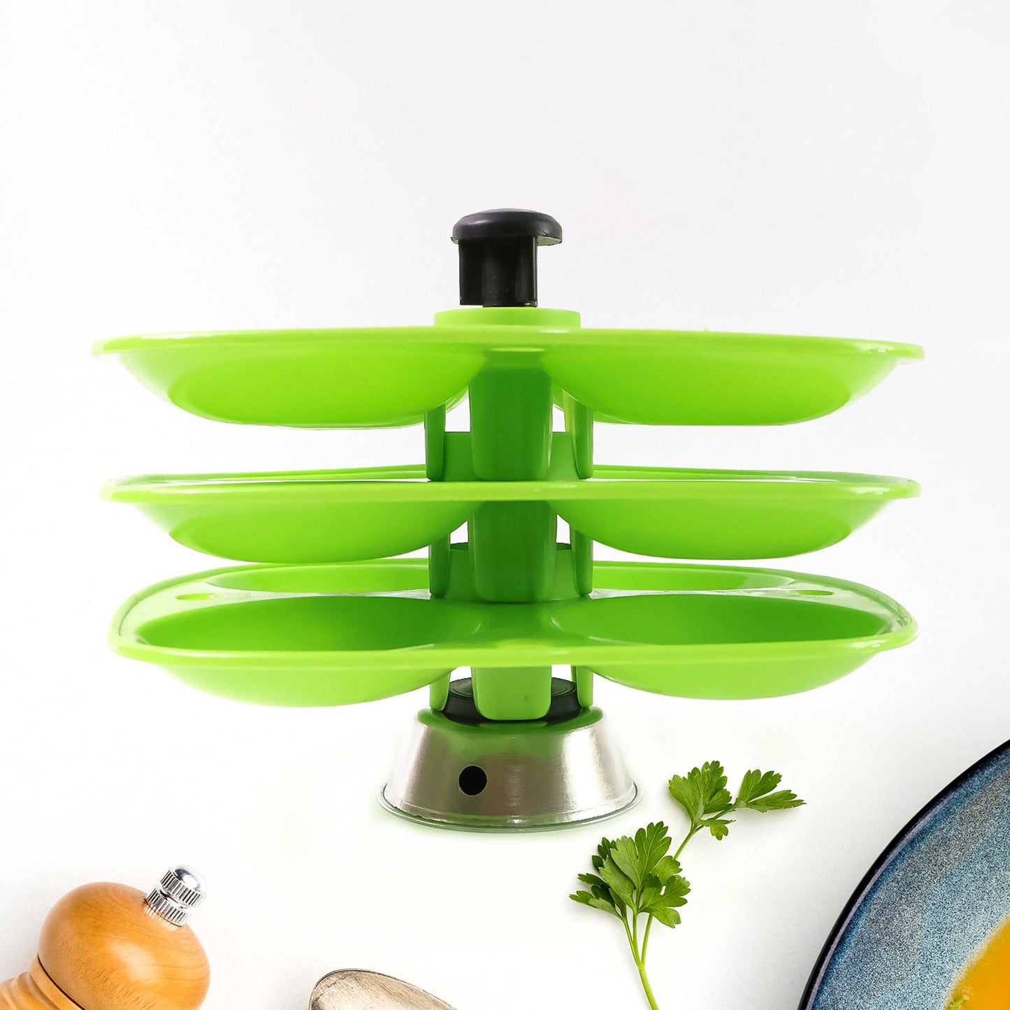 5346 3 Layer Idli Stand Used In All Kinds Of Household Kitchen Purposes For Holding And Serving Idlis. - VAYARA