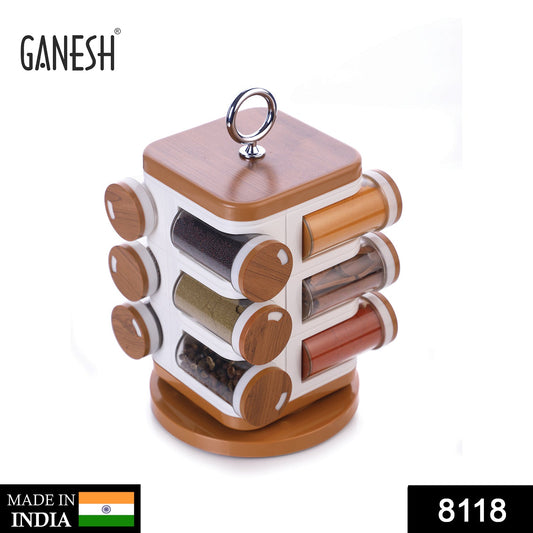 8118 Ganesh 12 - jar Revolving Spice Rack Masala Box - VAYARA