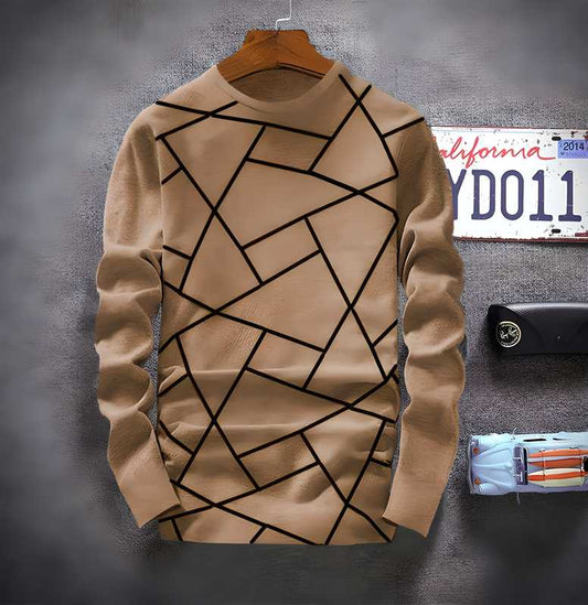 Cotton Blend Stripes Full Sleeves T-Shirts - VAYARA