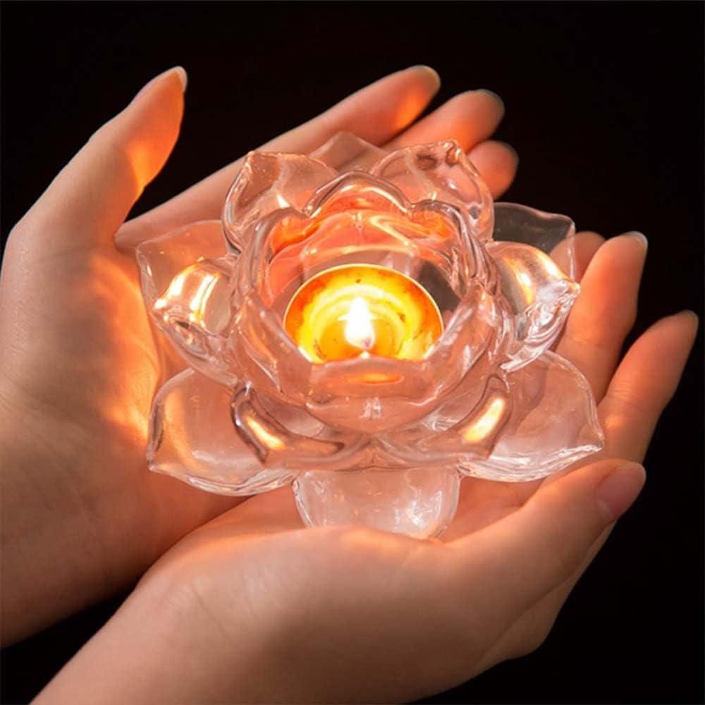 Glass Lotus Flower Tea Light Candle Holder Set - VAYARA