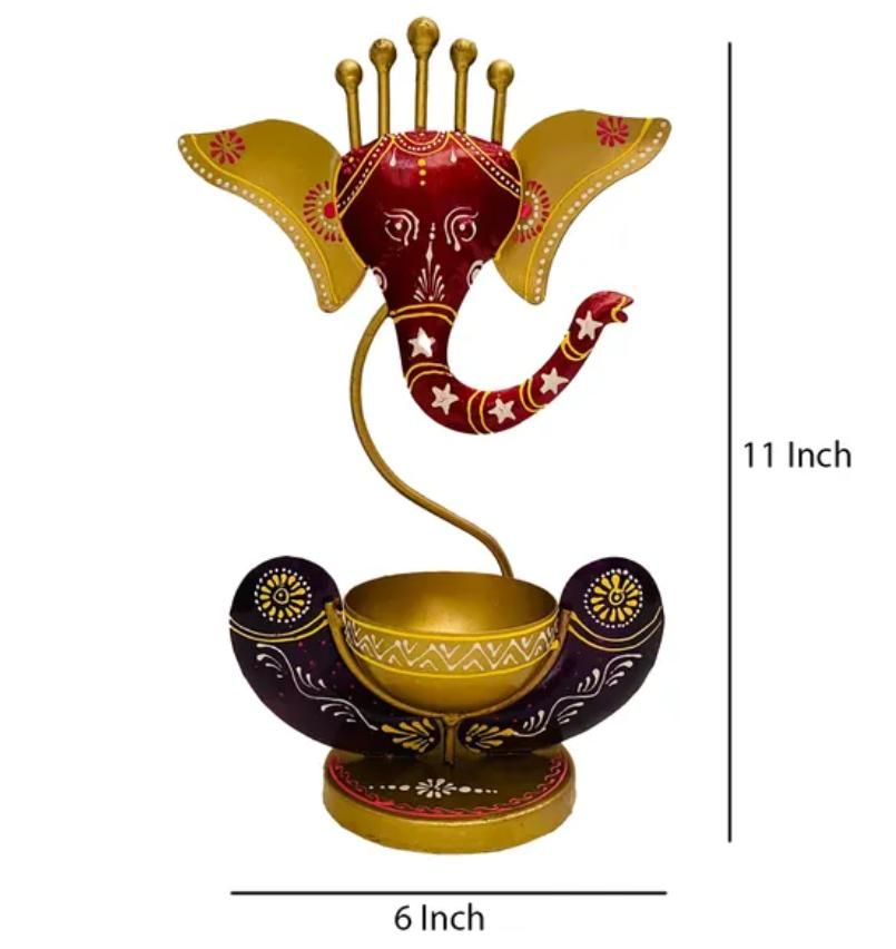 Intricately Crafted Spiritual Decor Ganesha with Tealight Candle Holder - VAYARA