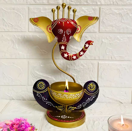Intricately Crafted Spiritual Decor Ganesha with Tealight Candle Holder - VAYARA