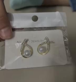 Korean Studded Cross Pearl Stud Earrings - VAYARA