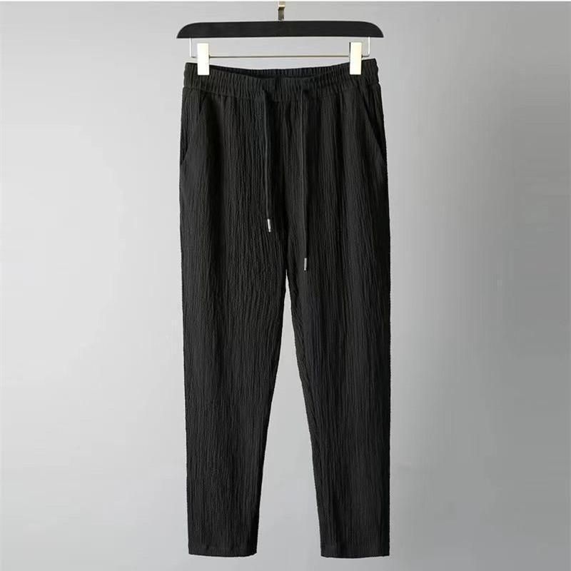 Men's Crinkled Co - Ord Set Black - VAYARA