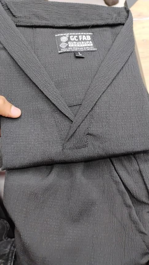 Men's Crinkled Co - Ord Set Black - VAYARA