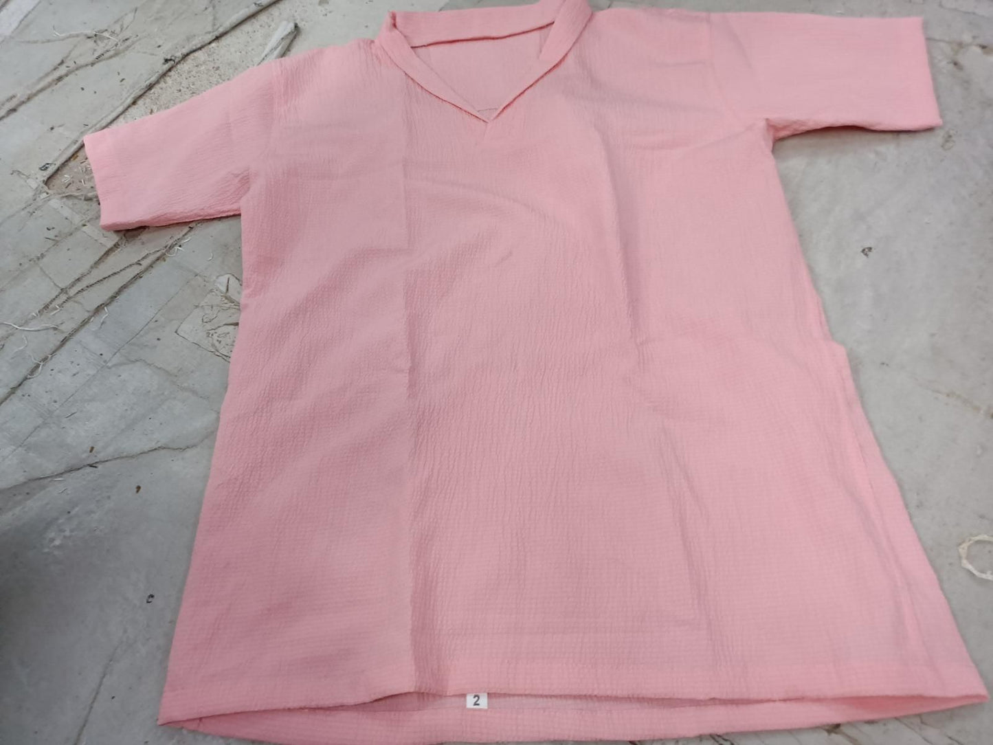 Men's Crinkled Co - Ord Set Peach - VAYARA