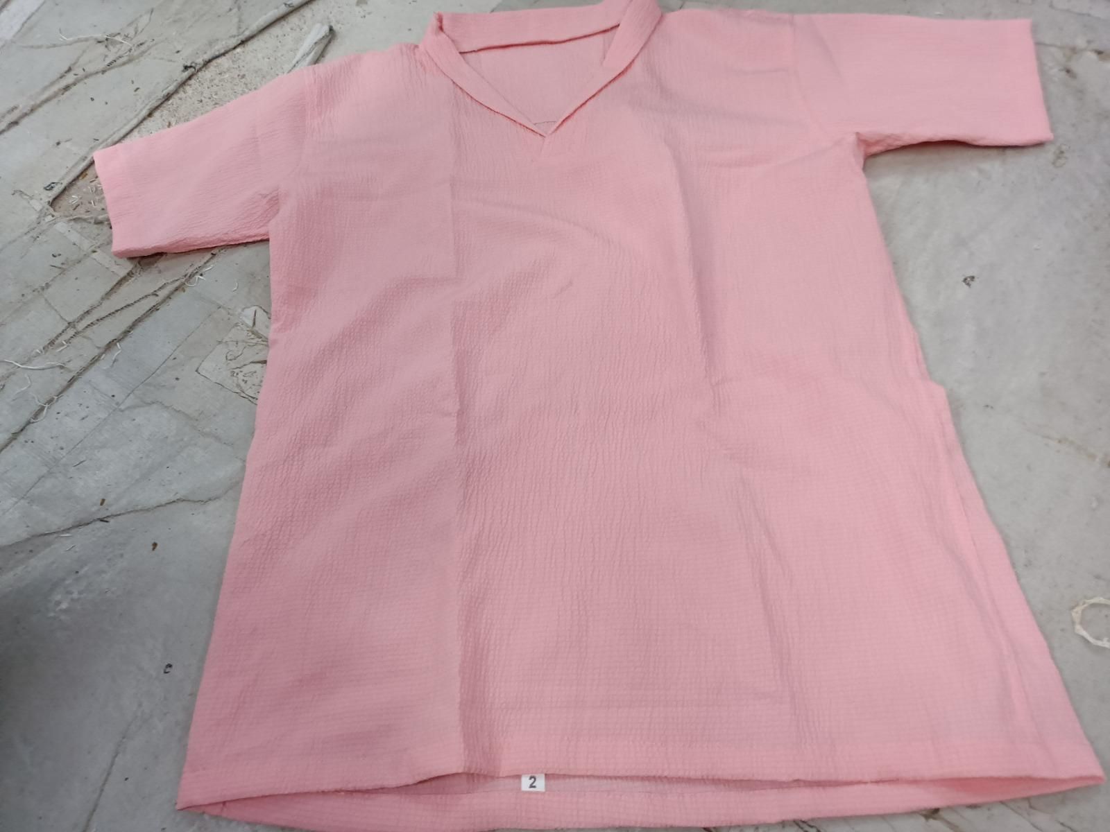 Men's Crinkled Co - Ord Set Peach - VAYARA
