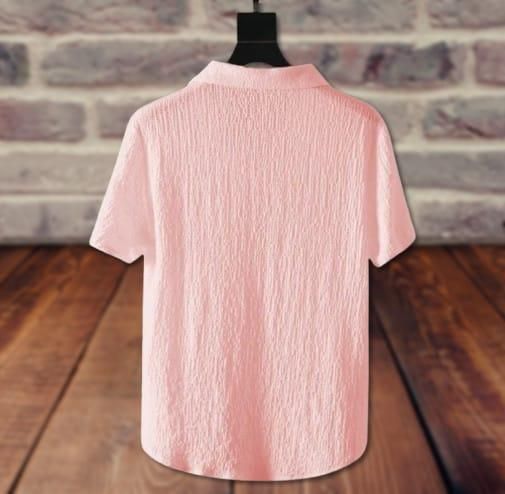 Men's Crinkled Co - Ord Set Peach - VAYARA