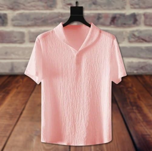 Men's Crinkled Co - Ord Set Peach - VAYARA