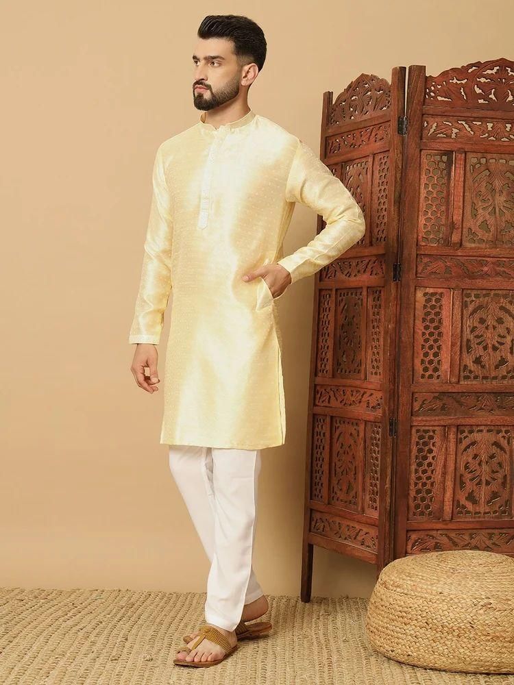 Men's Jacquard Solid Kurta Pyajama Set - VAYARA