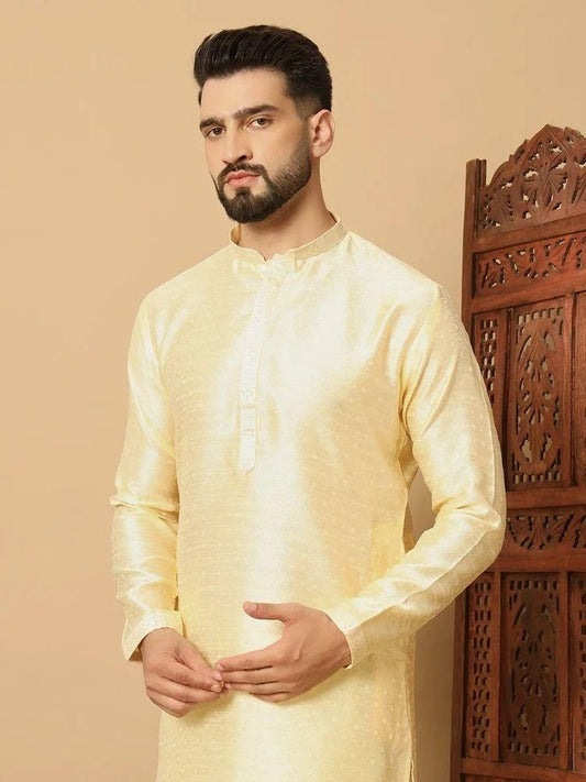 Men's Jacquard Solid Kurta Pyajama Set - VAYARA