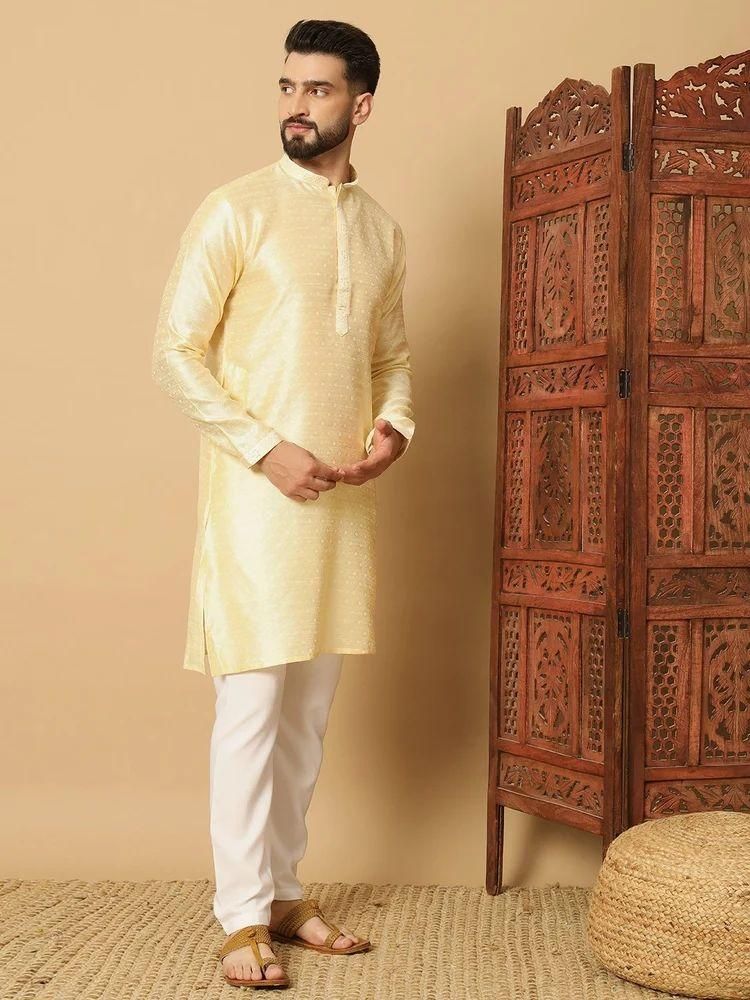 Men's Jacquard Solid Kurta Pyajama Set - VAYARA