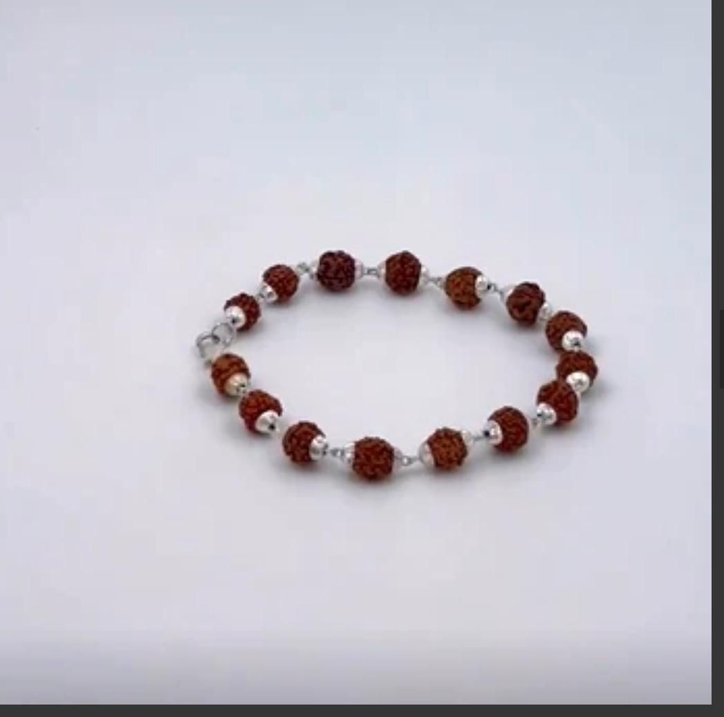 Rudraksha Bracelet Silver Plated - VAYARA