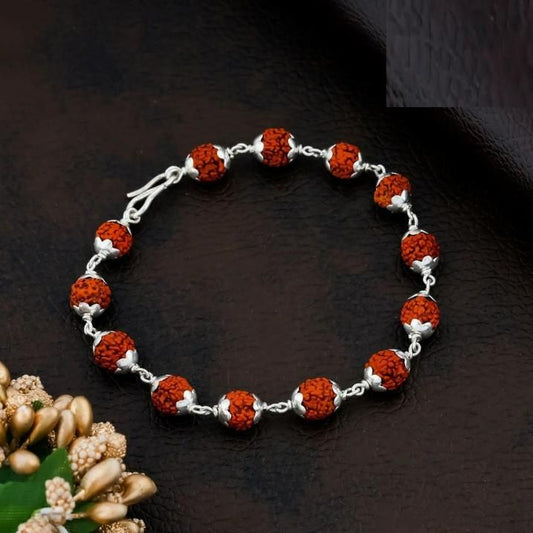 Rudraksha Bracelet Silver Plated - VAYARA