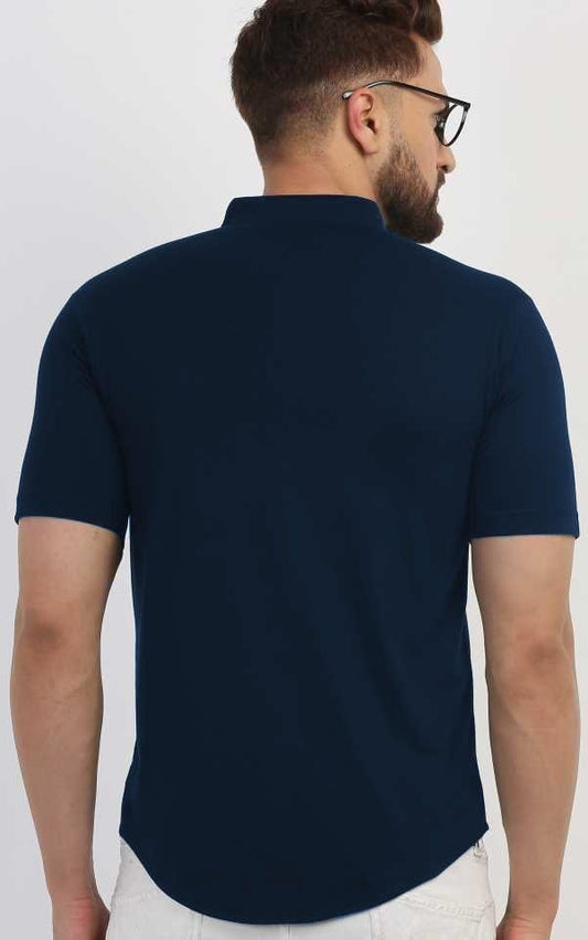 TRYTHIS Cotton Solid Half Sleeves Polo Neck Mens Shirt - VAYARA