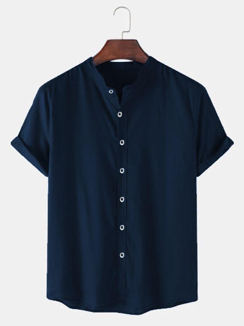 TRYTHIS Cotton Solid Half Sleeves Polo Neck Mens Shirt - VAYARA