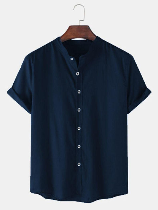 TRYTHIS Cotton Solid Half Sleeves Polo Neck Mens Shirt - VAYARA