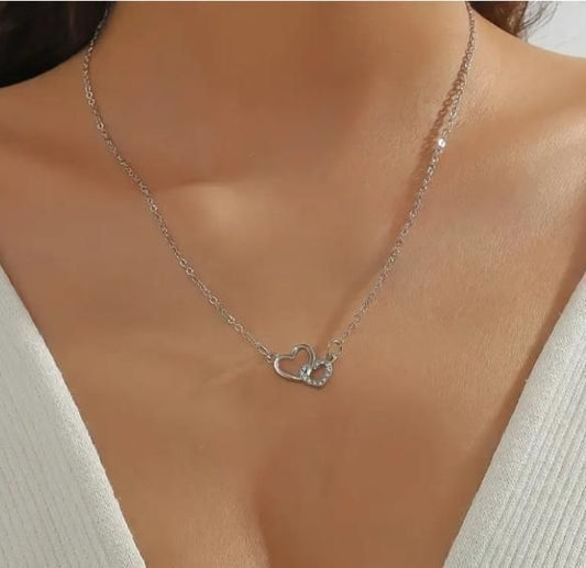 Women's Dual Heart Pendant with Chain Micro Plating - VAYARA