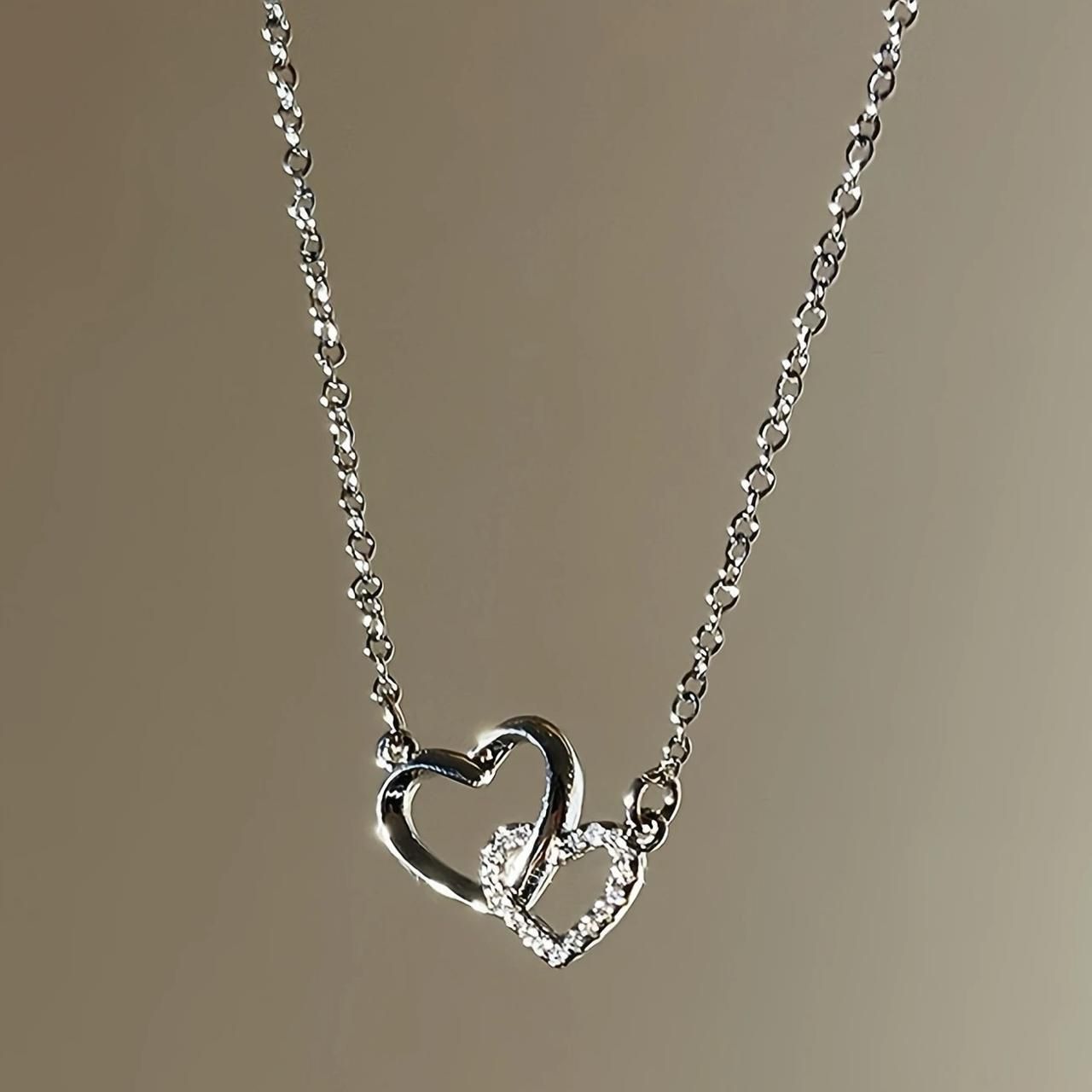 Women's Dual Heart Pendant with Chain Micro Plating - VAYARA