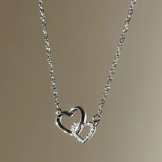 Women's Dual Heart Pendant with Chain Micro Plating - VAYARA