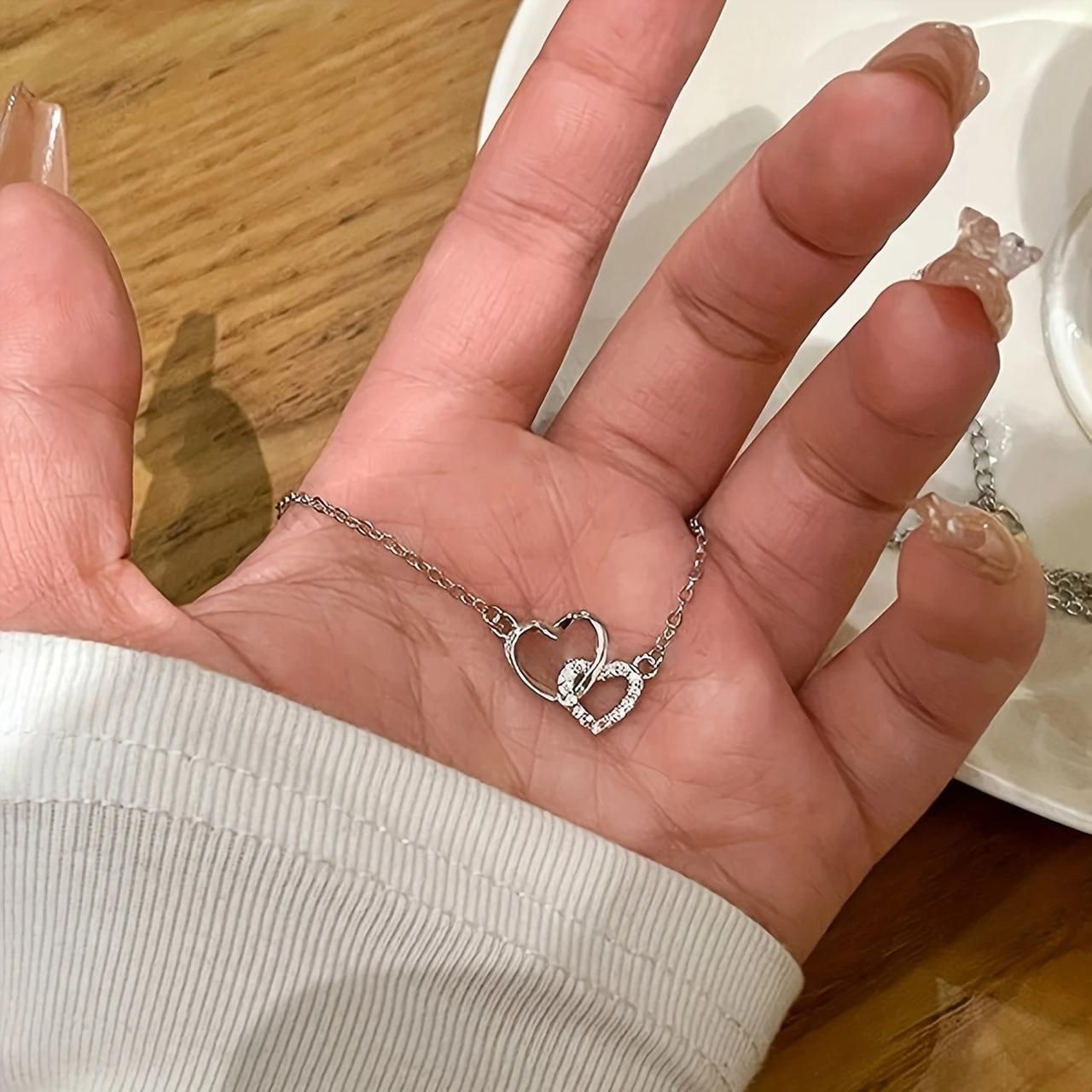 Women's Dual Heart Pendant with Chain Micro Plating - VAYARA