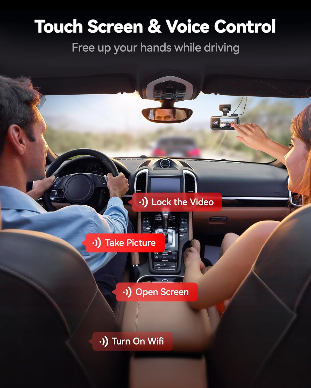 EDTIGER A6 3 Channel Dash Cam, 4K Front + 1080P Dual Cam, 2.5K Front + 1080P Rear and Interior Triple Cam, 5G WiFi, GPS, 3" Touch Screen, Voice Control, Adjustable Cabin Camera, 64GB Card Included 0033 - VAYARA