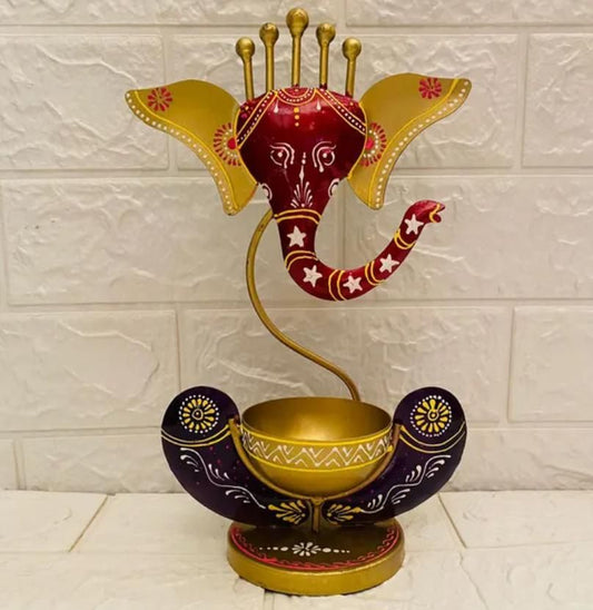 Intricately Crafted Spiritual Decor Ganesha with Tealight Candle Holder - VAYARA