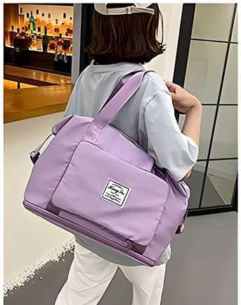 Nylon 22 Cms Travel Duffle(Foldable Travel Duffle_lavender) - VAYARA