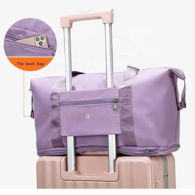 Nylon 22 Cms Travel Duffle(Foldable Travel Duffle_lavender) - VAYARA