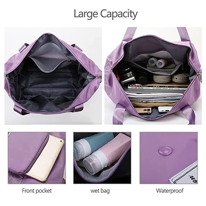 Nylon 22 Cms Travel Duffle(Foldable Travel Duffle_lavender) - VAYARA