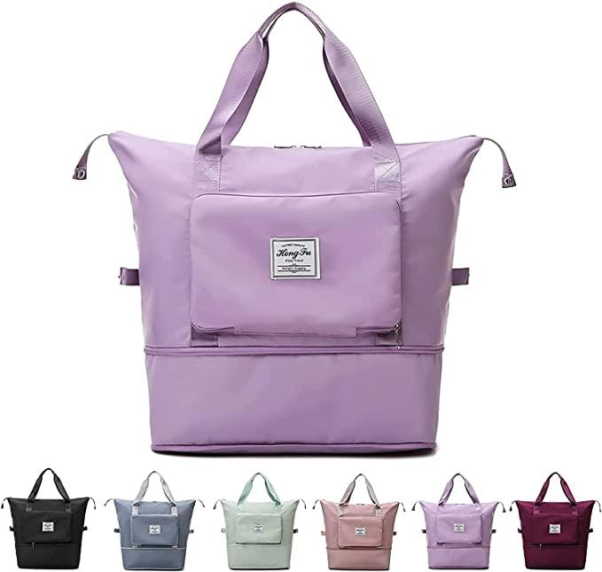 Nylon 22 Cms Travel Duffle(Foldable Travel Duffle_lavender) - VAYARA