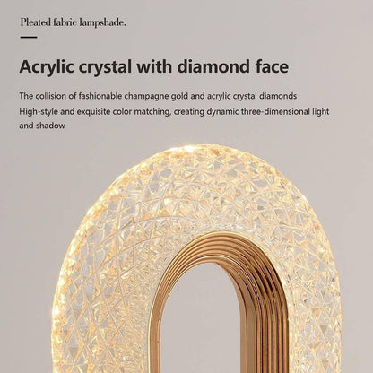 Oval Crystal Table Lamp – 3 Color Touch Control LED Lamp | Gold Crystal Ambient Light | Acrylic Diamond Lamp for Bedroom, Living Room & Gift