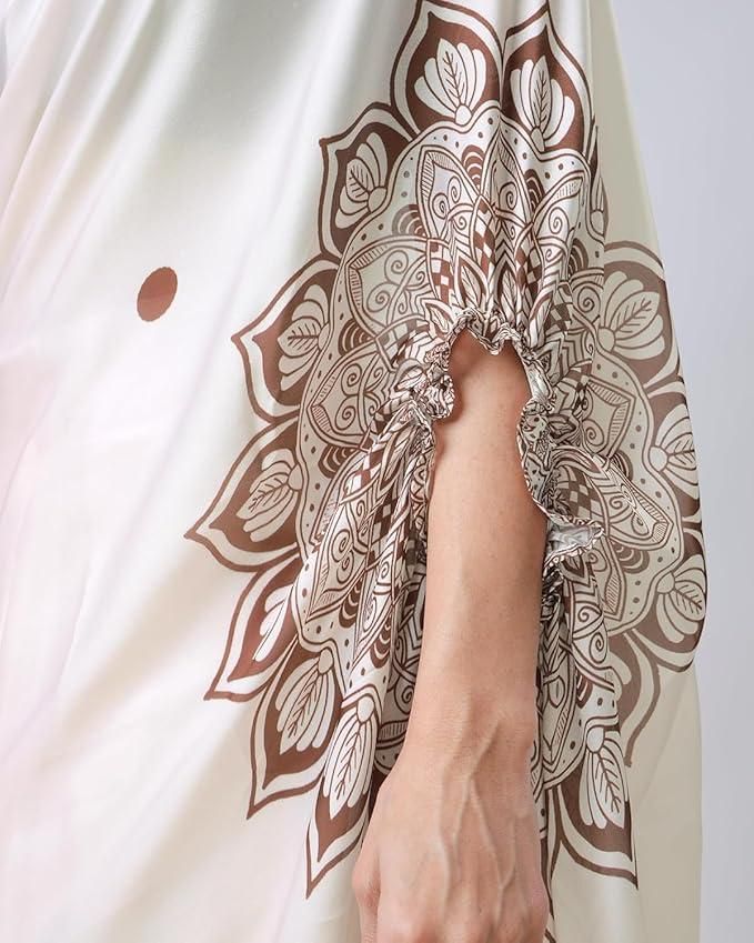 Satin Silk Printed Kaftan Saree With Unstitched Blouse - VAYARA